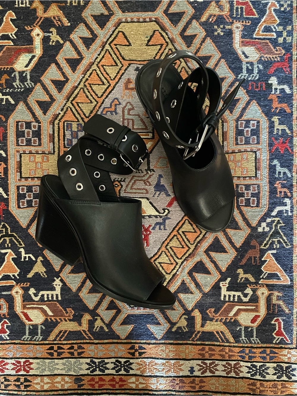 All Saints black leather wedge heels 8 (39)
